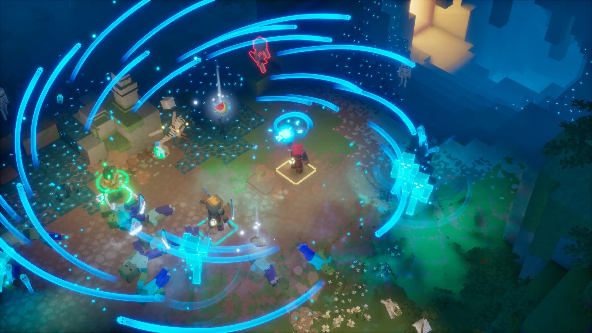 Minecraft Dungeons II official screenshot — top-down combat with area abilities